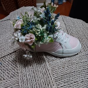 Floral Pink and White Sneaker Planter